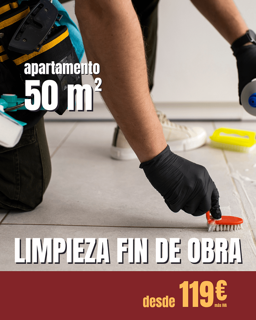 Limpieza fin de obra apartamento 50 metros cuadrados
